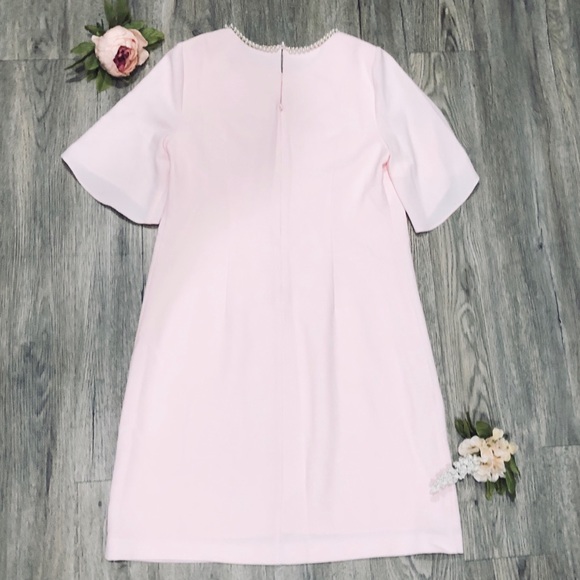 Karl Lagerfeld Pale Pink Pearl Neck Dress Size 6 - Picture 2 of 5